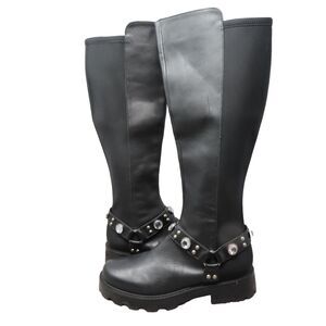 Karl Lagerfeld Paris Milla Embellished Rhinestone 8.5M Leather Tall Riding Boots